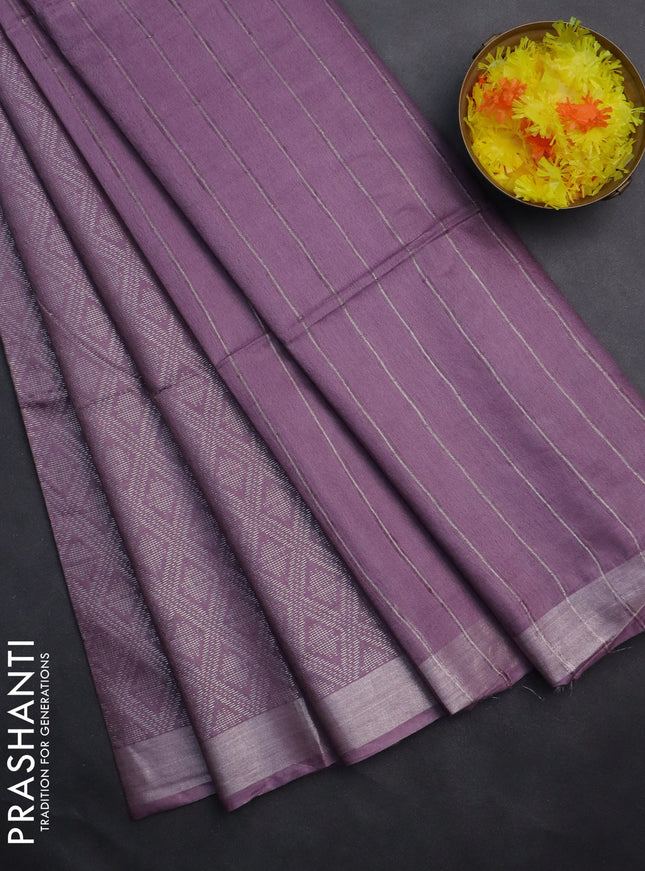 Semi munga jacquard saree mild purple with allover silver zari weaves and zari woven border