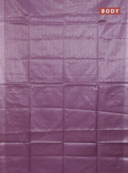 Semi munga jacquard saree mild purple with allover silver zari weaves and zari woven border