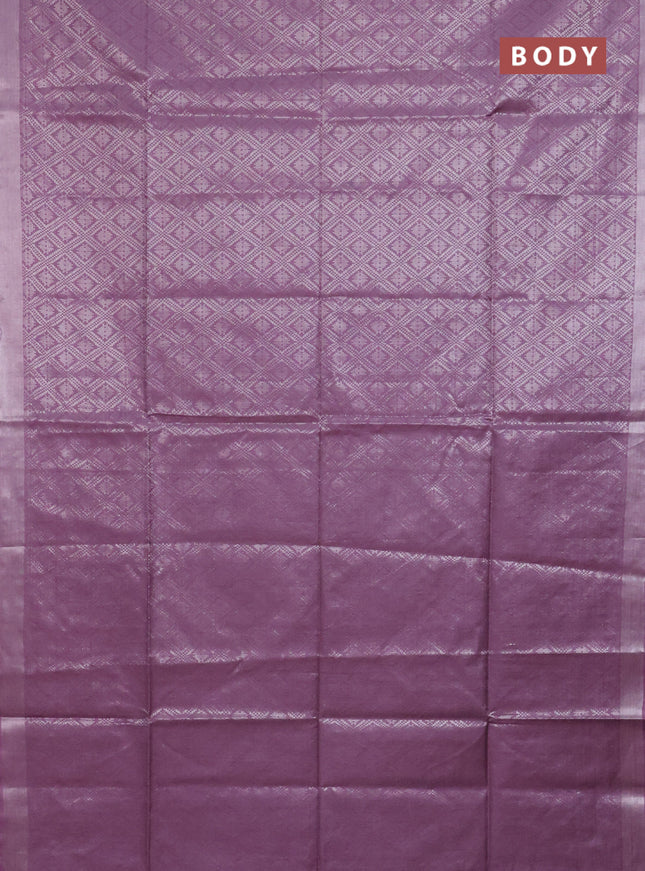 Semi munga jacquard saree mild purple with allover silver zari weaves and zari woven border