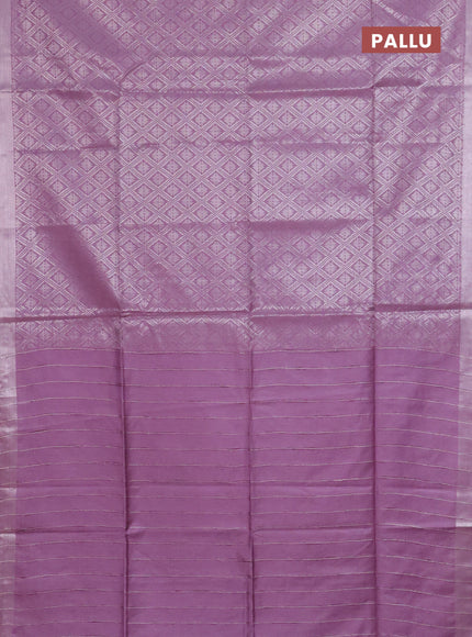 Semi munga jacquard saree mild purple with allover silver zari weaves and zari woven border