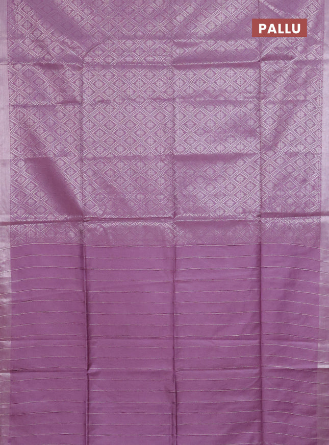 Semi munga jacquard saree mild purple with allover silver zari weaves and zari woven border