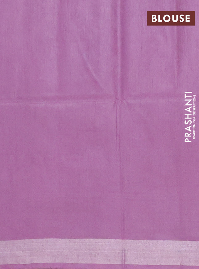 Semi munga jacquard saree mild purple with allover silver zari weaves and zari woven border