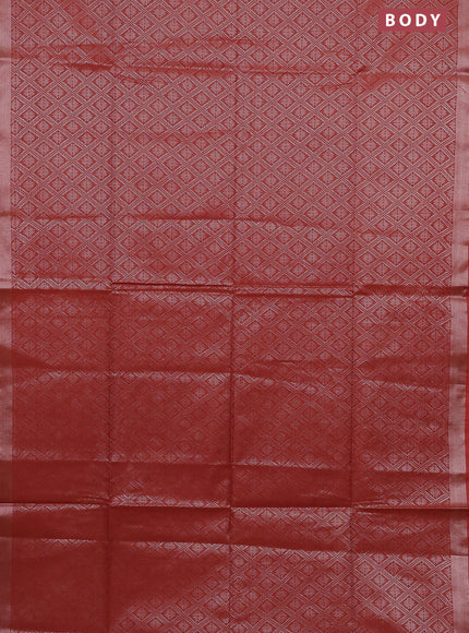 Semi munga jacquard saree orange with allover silver zari weaves and zari woven border