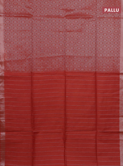 Semi munga jacquard saree orange with allover silver zari weaves and zari woven border