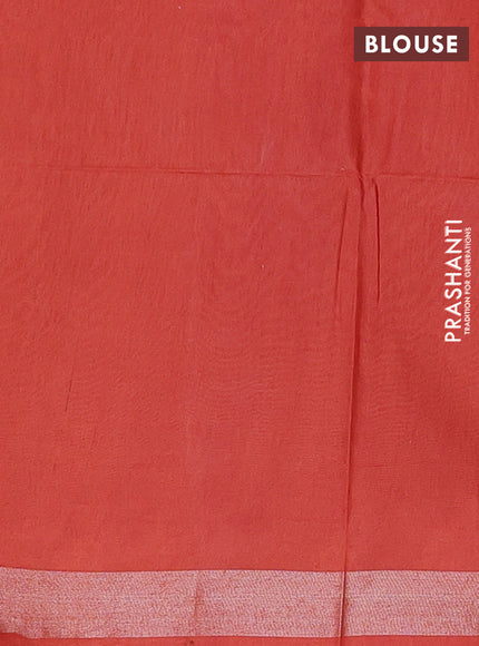 Semi munga jacquard saree orange with allover silver zari weaves and zari woven border