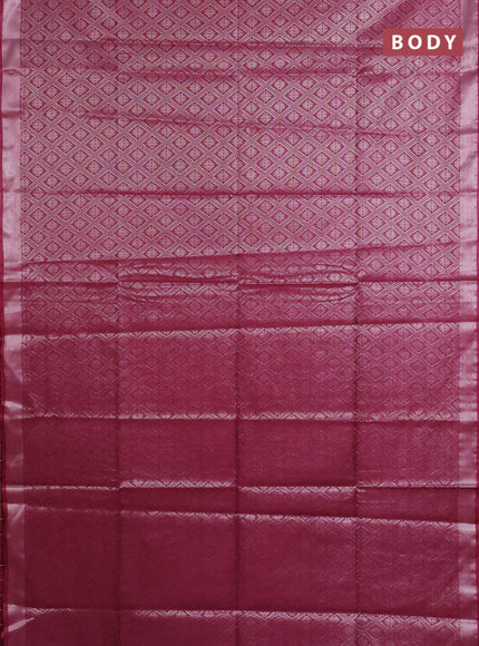 Semi munga jacquard saree wine shade with allover silver zari weaves and zari woven border