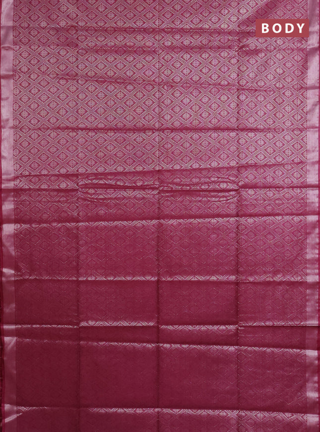 Semi munga jacquard saree wine shade with allover silver zari weaves and zari woven border