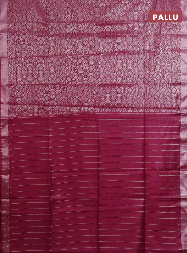 Semi munga jacquard saree wine shade with allover silver zari weaves and zari woven border