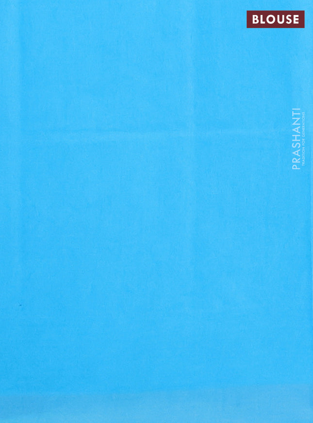 Semi munga jacquard saree light blue with allover silver zari weaves and zari woven border