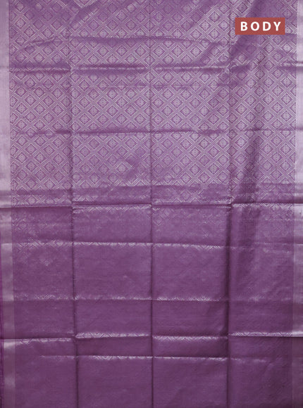 Semi munga jacquard saree lavender with allover silver zari weaves and zari woven border