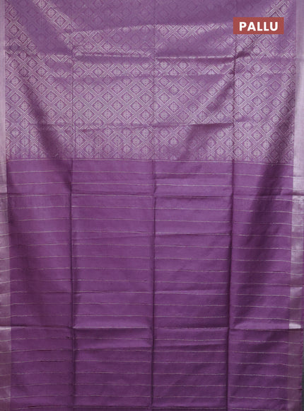 Semi munga jacquard saree lavender with allover silver zari weaves and zari woven border