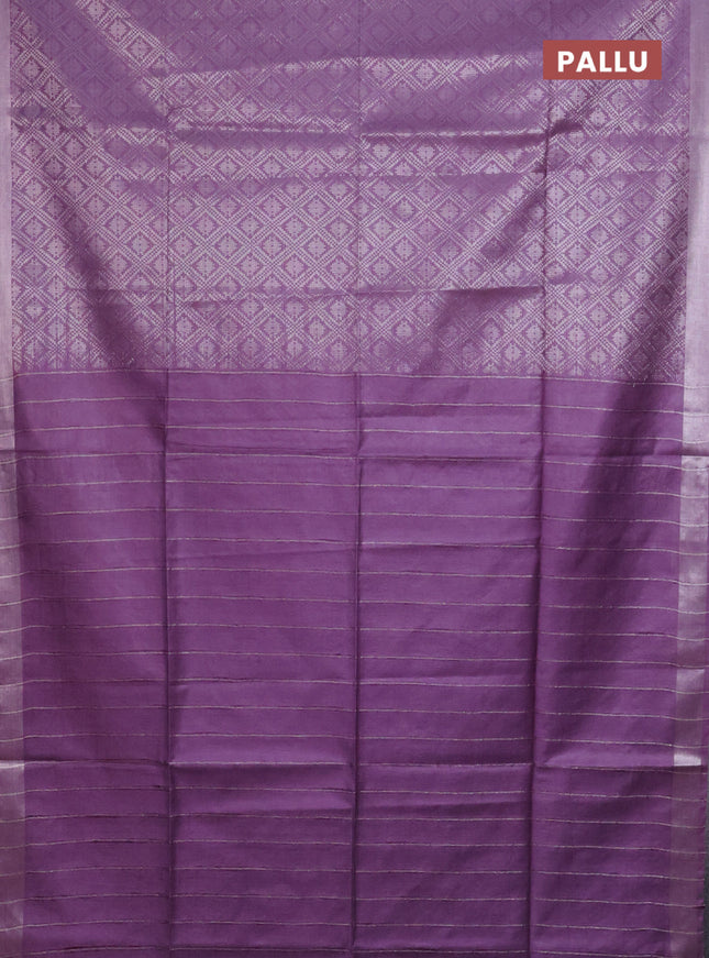 Semi munga jacquard saree lavender with allover silver zari weaves and zari woven border