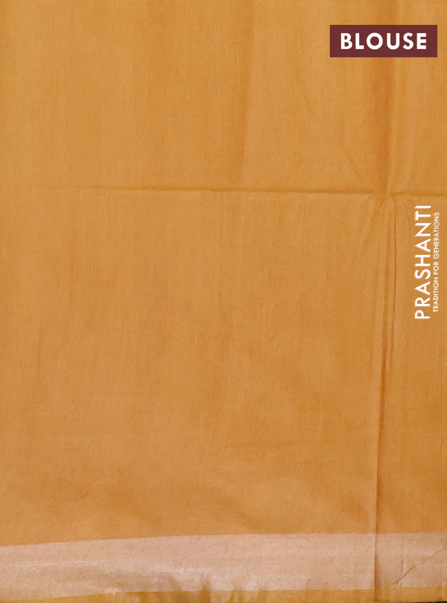 Semi munga jacquard saree mustard yellow with allover silver zari weaves and zari woven border