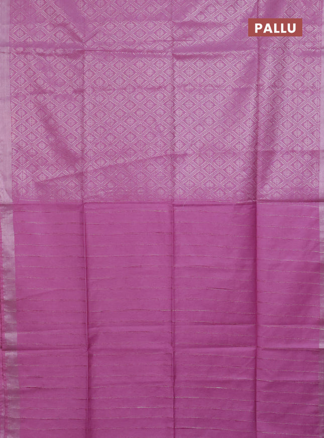 Semi munga jacquard saree lavender with allover silver zari weaves and zari woven border
