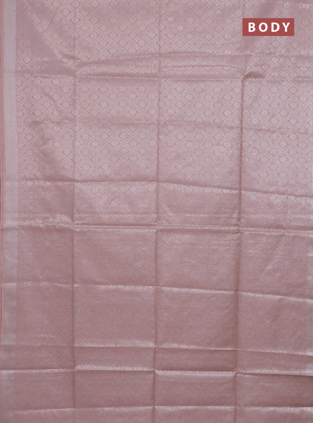 Semi munga jacquard saree beige with allover silver zari weaves and zari woven border