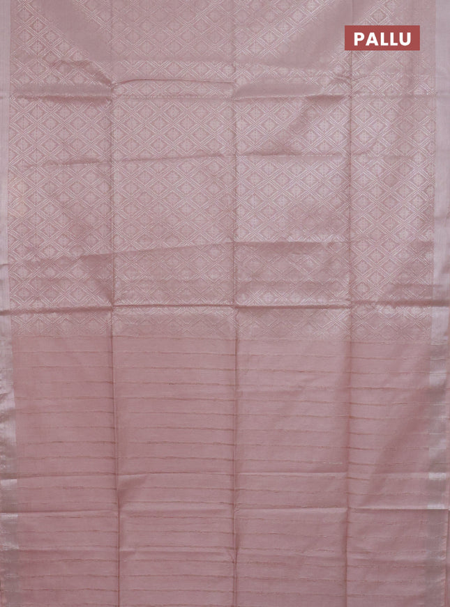 Semi munga jacquard saree beige with allover silver zari weaves and zari woven border