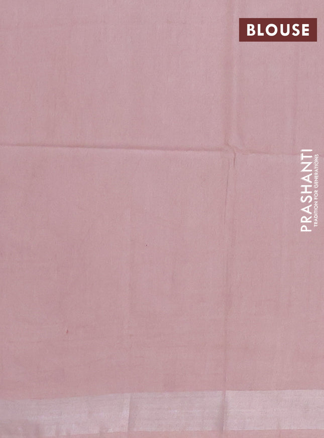 Semi munga jacquard saree beige with allover silver zari weaves and zari woven border