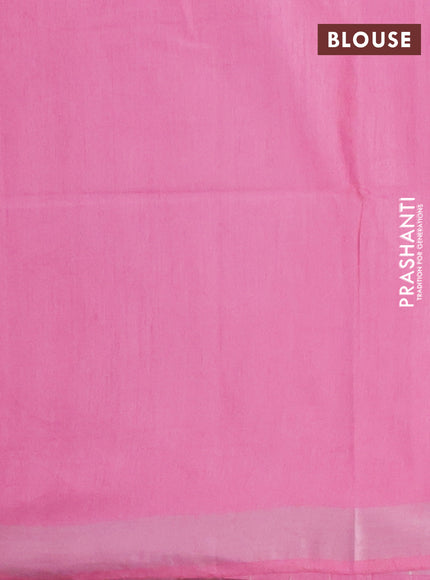 Semi munga jacquard saree light pink with allover silver zari weaves and zari woven border