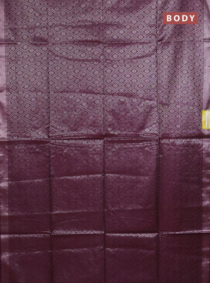 Semi munga jacquard saree wine shade with allover silver zari weaves and zari woven border