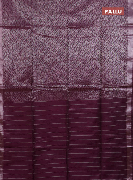 Semi munga jacquard saree wine shade with allover silver zari weaves and zari woven border
