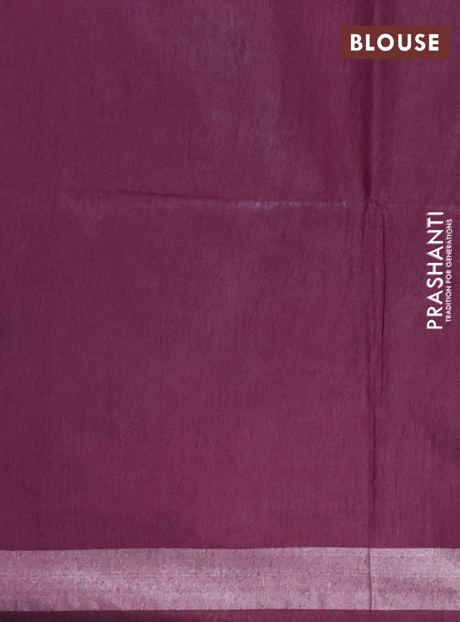 Semi munga jacquard saree wine shade with allover silver zari weaves and zari woven border