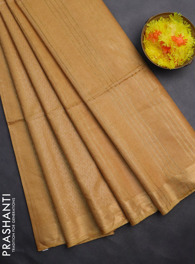 Semi munga jacquard saree mustard yellow with allover zari weaves and zari woven border