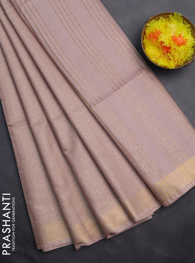 Semi munga jacquard saree beige with allover zari weaves and zari woven border