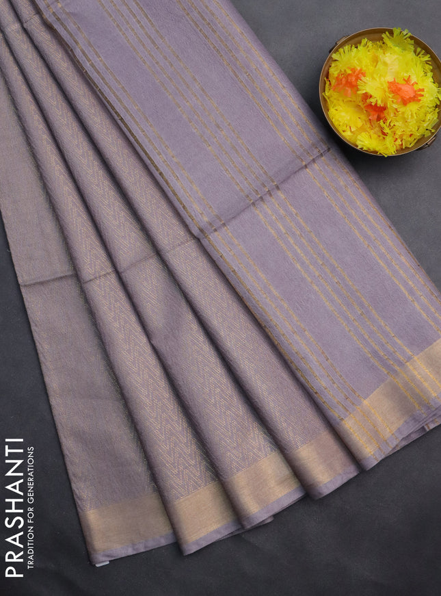Semi munga jacquard saree grey with allover zari weaves and zari woven border