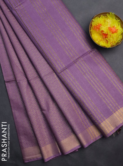 Semi munga jacquard saree lavender with allover zari weaves and zari woven border