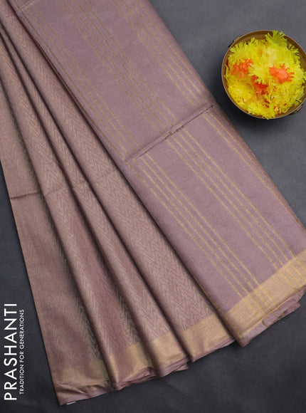Semi munga jacquard saree brown shade with allover zari weaves and zari woven border