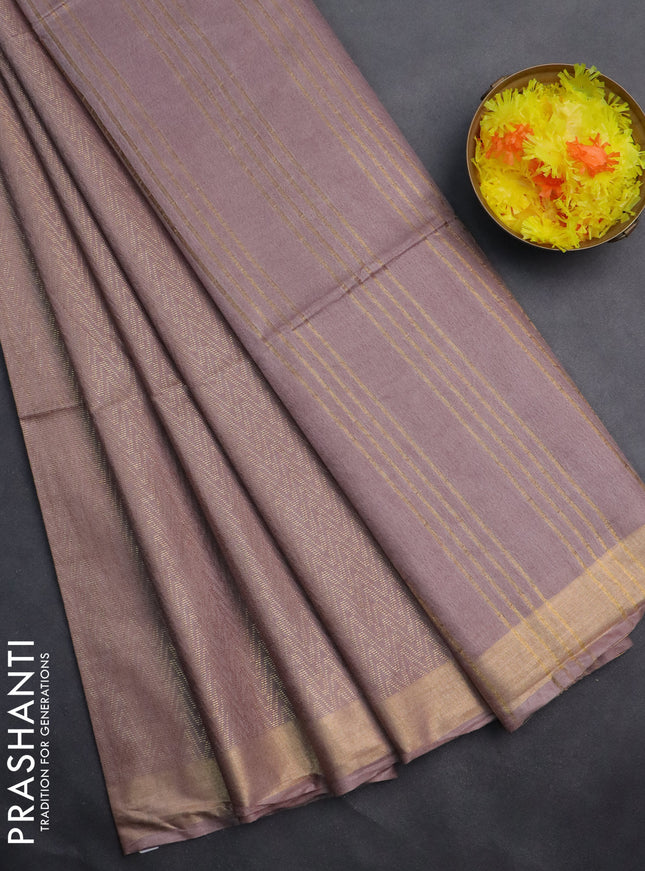 Semi munga jacquard saree brown shade with allover zari weaves and zari woven border