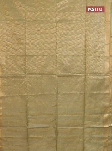 Semi munga jacquard saree pastel green with allover zari weaves and zari woven border