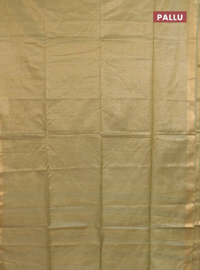 Semi munga jacquard saree pastel green with allover zari weaves and zari woven border