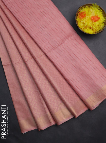 Semi munga jacquard saree peach shade with allover zari weaves and zari woven border