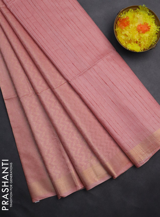 Semi munga jacquard saree peach shade with allover zari weaves and zari woven border