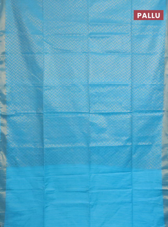 Semi munga jacquard saree light blue with allover zari weaves and zari woven border