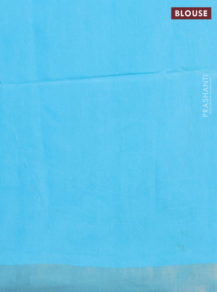 Semi munga jacquard saree light blue with allover zari weaves and zari woven border