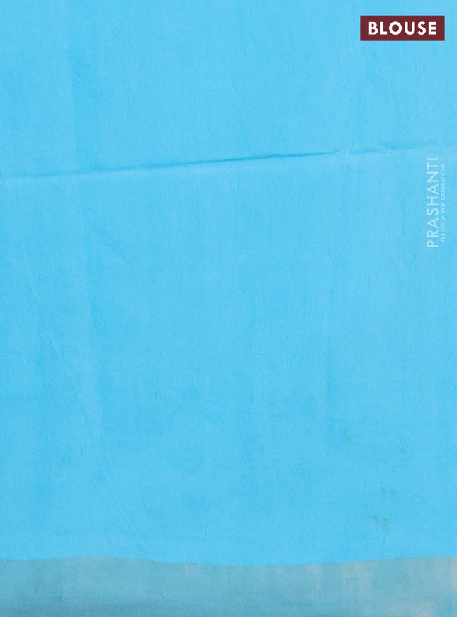 Semi munga jacquard saree light blue with allover zari weaves and zari woven border