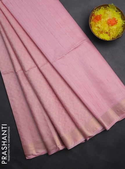 Semi munga jacquard saree light pink with allover zari weaves and zari woven border