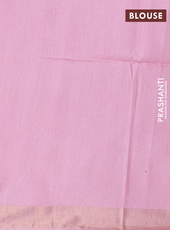 Semi munga jacquard saree light pink with allover zari weaves and zari woven border