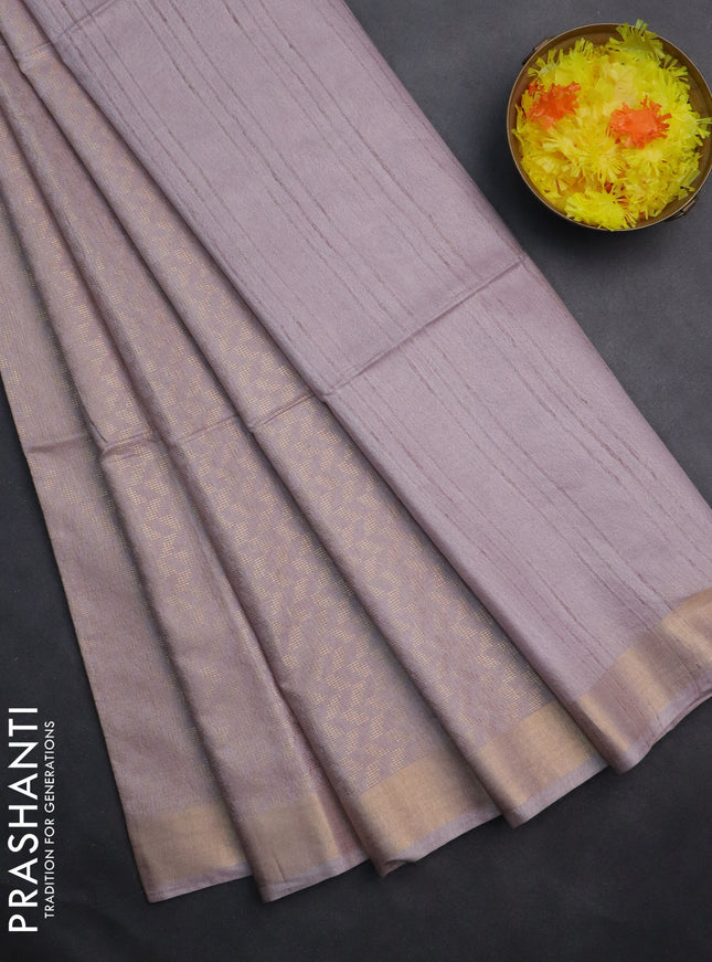 Semi munga jacquard saree grey with allover zari weaves and zari woven border