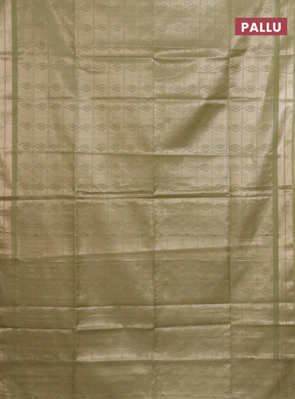 Semi munga jacquard saree green shade with allover zari weaves and zari woven border