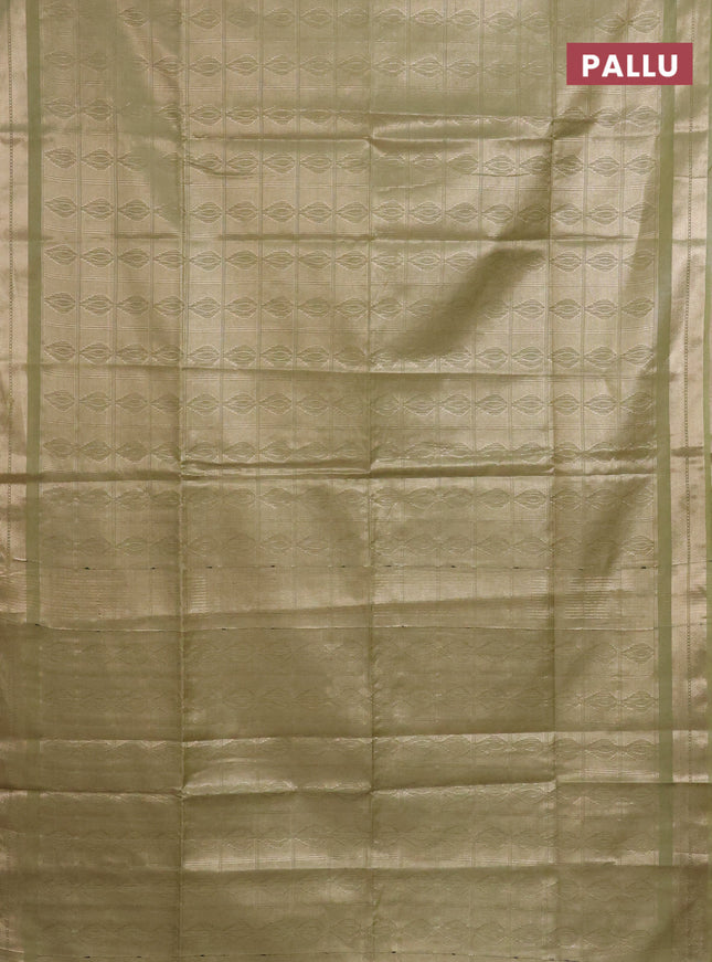 Semi munga jacquard saree green shade with allover zari weaves and zari woven border