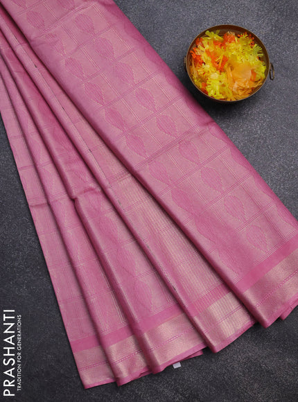 Semi munga jacquard saree light pink with allover zari weaves and zari woven border