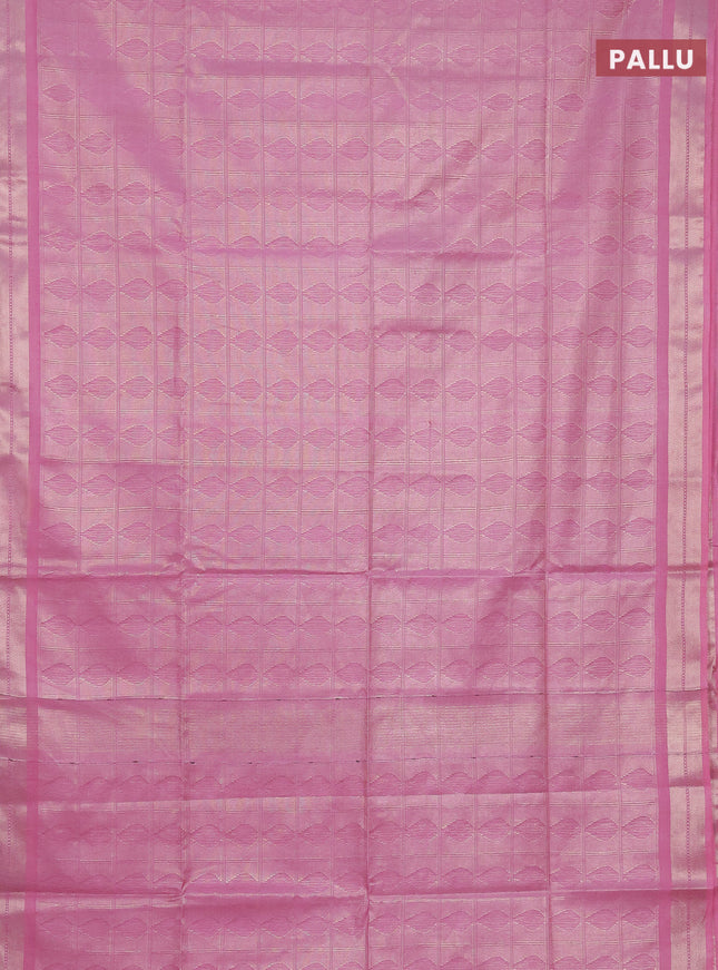 Semi munga jacquard saree light pink with allover zari weaves and zari woven border