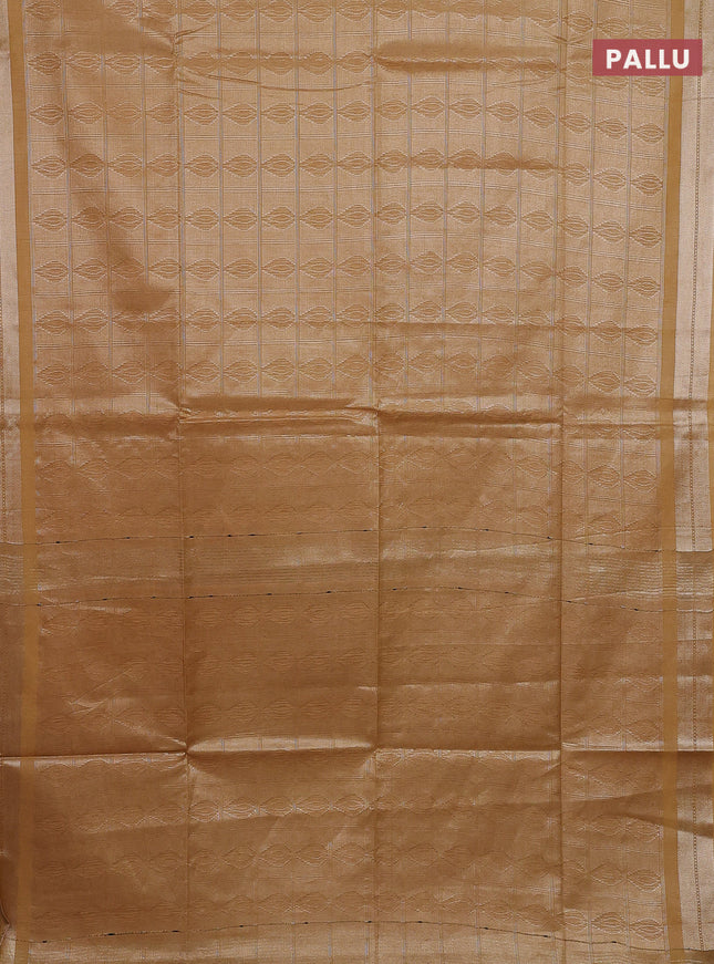 Semi munga jacquard saree mustard yellow with allover zari weaves and zari woven border