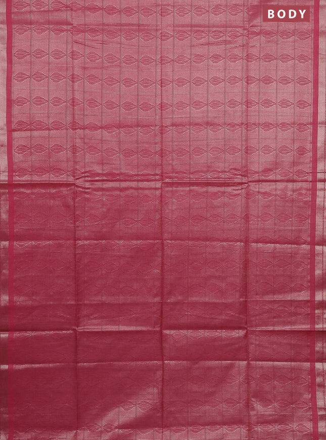 Semi munga jacquard saree peach pink with allover zari weaves and zari woven border