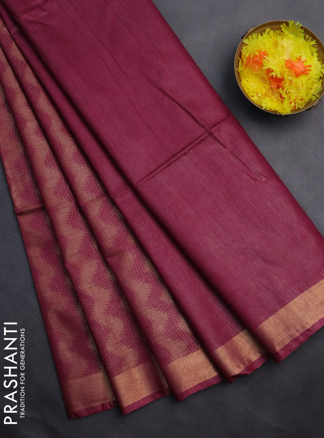 Semi munga jacquard saree wine shade with allover zari weaves and zari woven border
