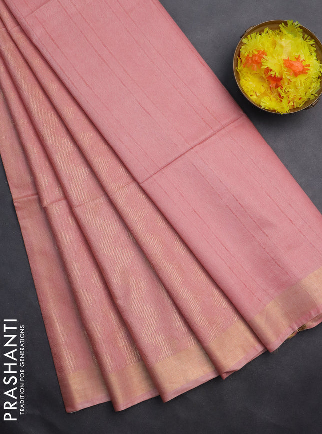 Semi munga jacquard saree peach shade with allover zari weaves and zari woven border
