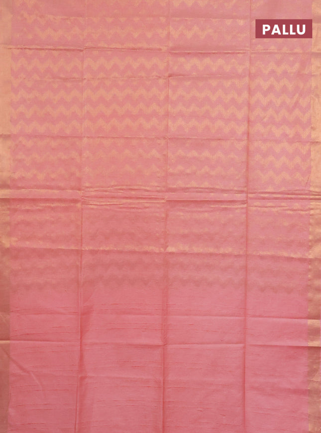 Semi munga jacquard saree peach shade with allover zari weaves and zari woven border
